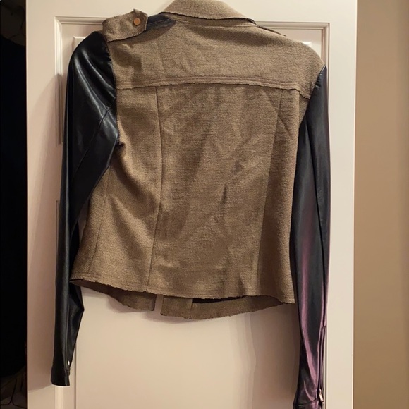 Tan with leather sleeve jacket - Picture 3 of 4